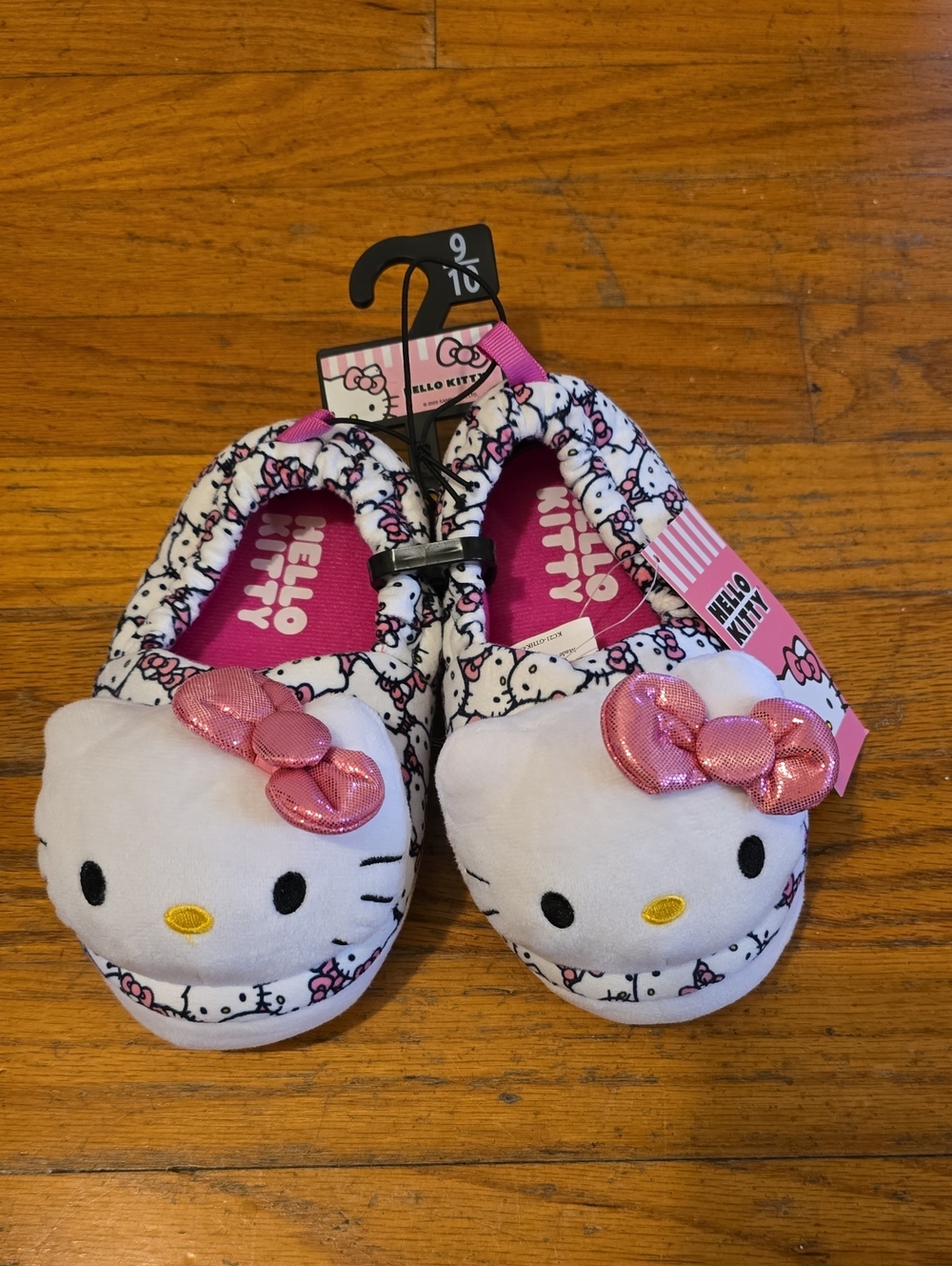 Hello Kitty White and Pink Plush Slip-On Slippers for Kids